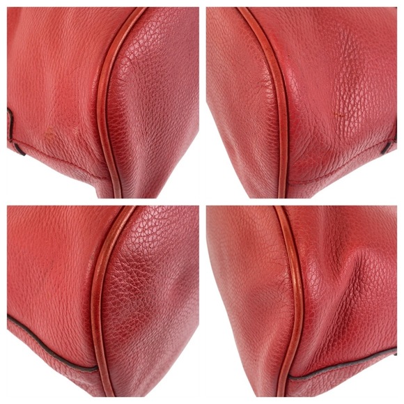 GUCCI Red Leather Interlocking Gold Hardware Handbag 449662 Shoulder Bag - Picture 4 of 10